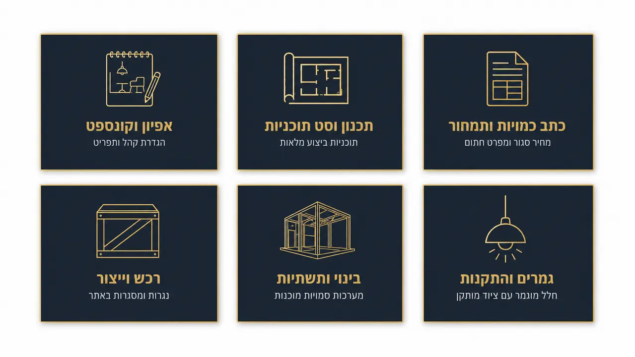 לוח זמנים לפרויקט הקמת בית קפה משלב שלד עד מסירה