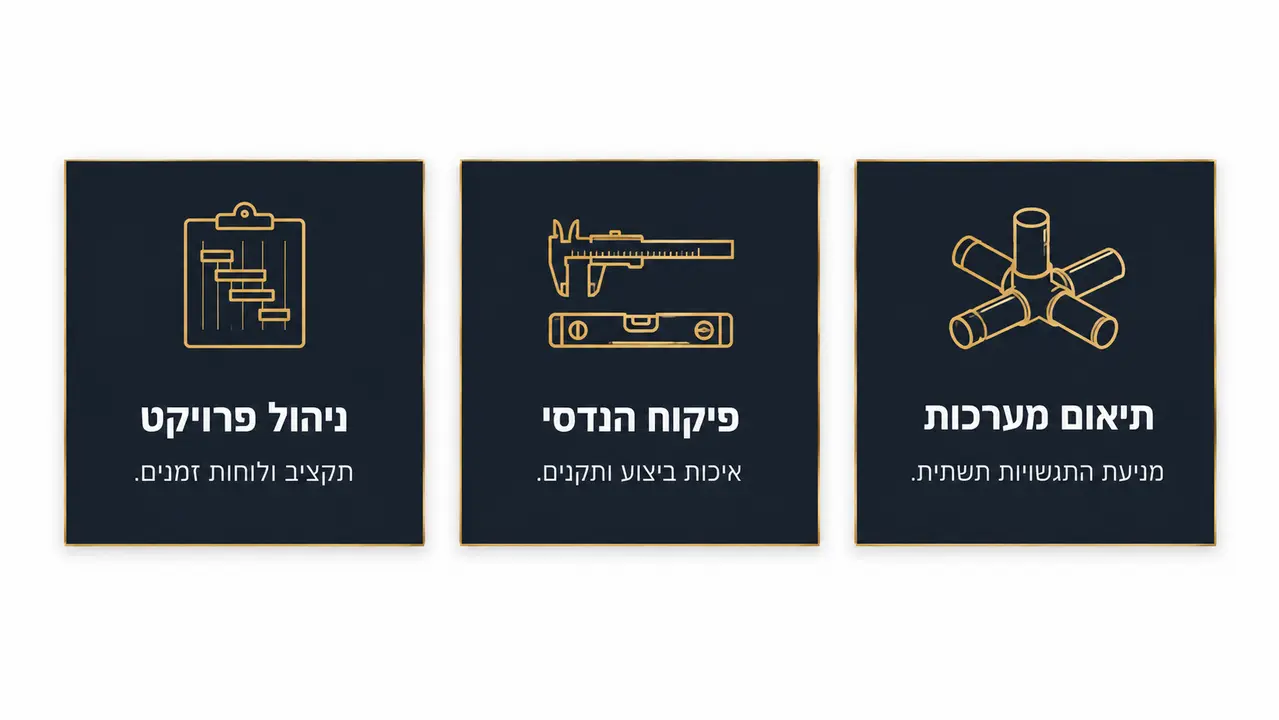 ההבדל בין ניהול פרויקט, פיקוח הנדסי ותיאום מערכות בפרויקט משרדים